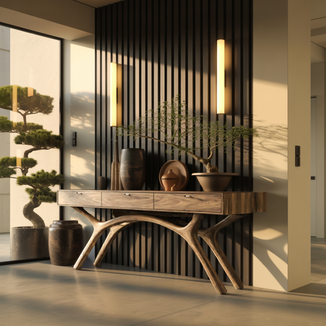 Lunaris Arc Handcrafted Solid Wood Console Table