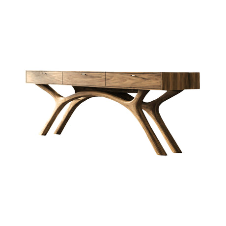 Lunaris Arc Handcrafted Solid Wood Console Table