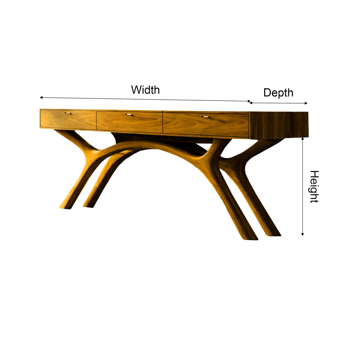 Lunaris Arc Handcrafted Solid Wood Console Table