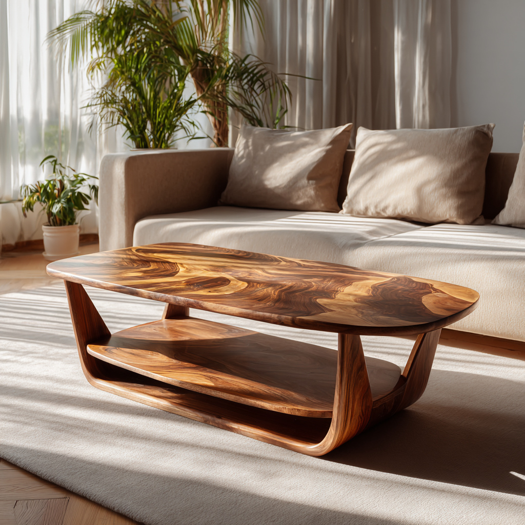 Lunaris Flow Handcrafted Wood Coffee Table