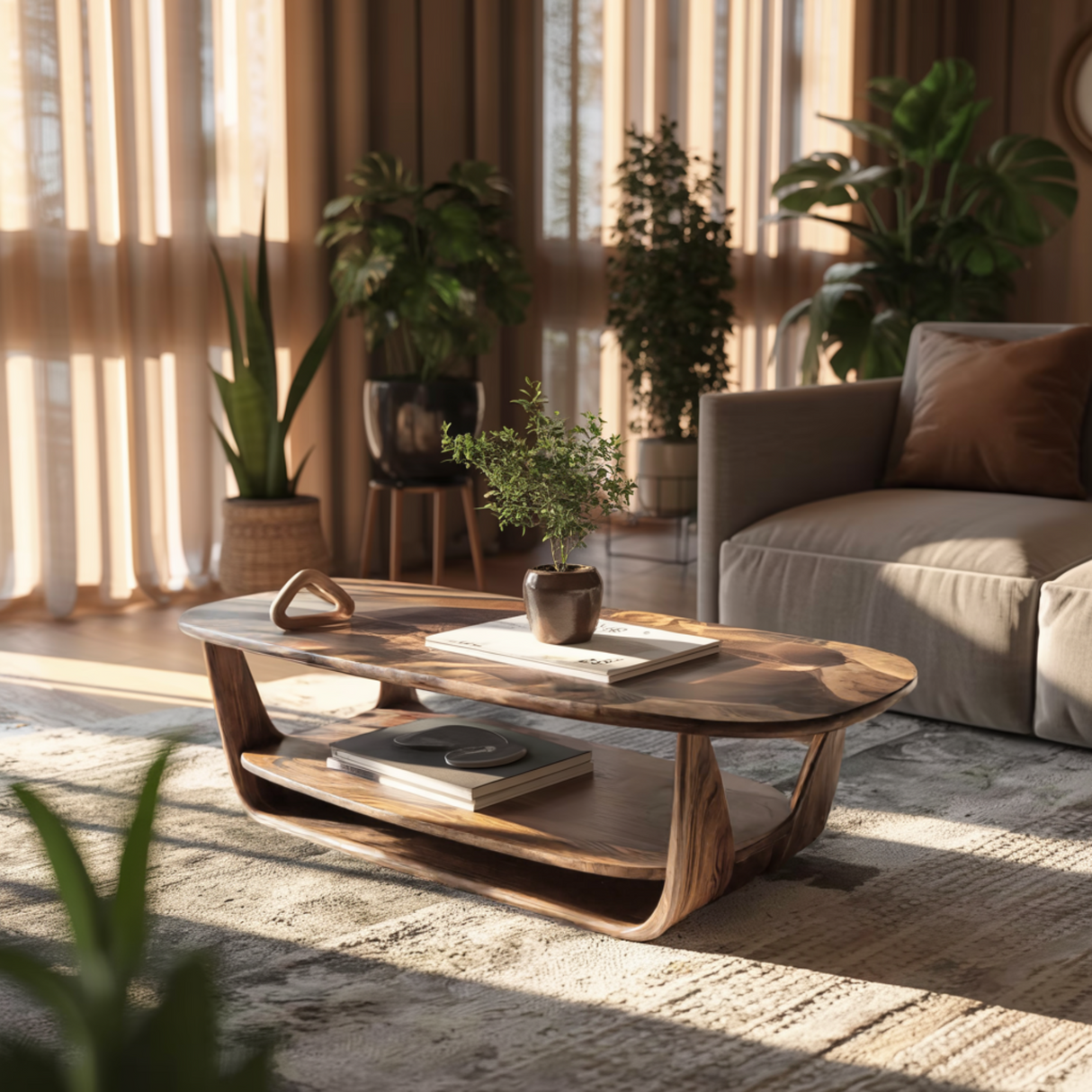 Lunaris Flow Handcrafted Wood Coffee Table