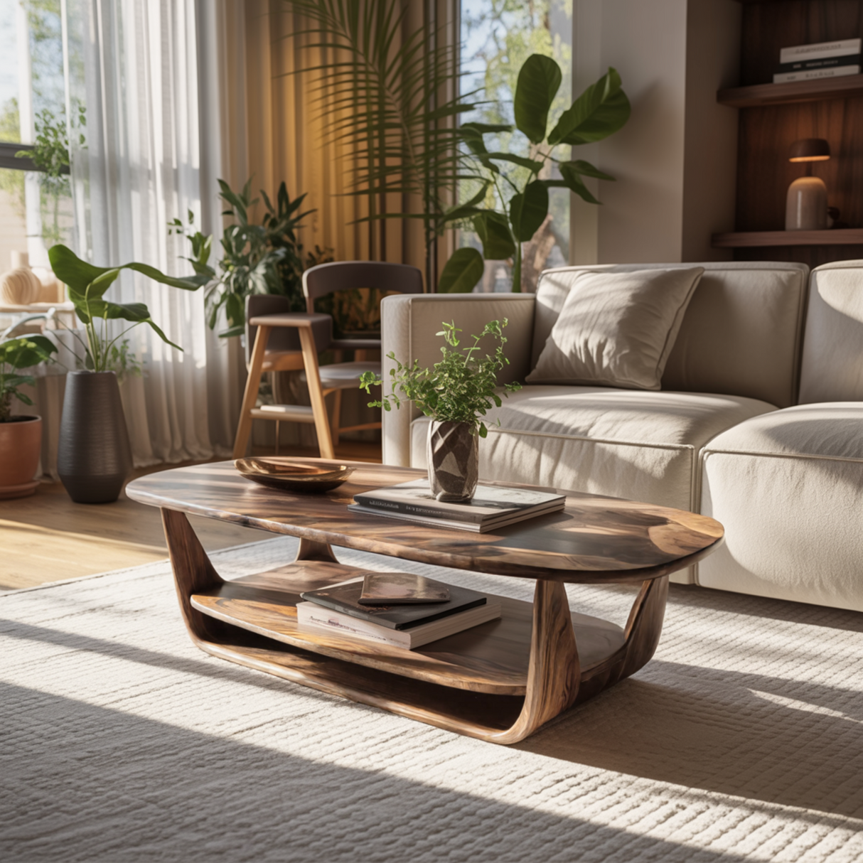 Lunaris Flow Handcrafted Wood Coffee Table