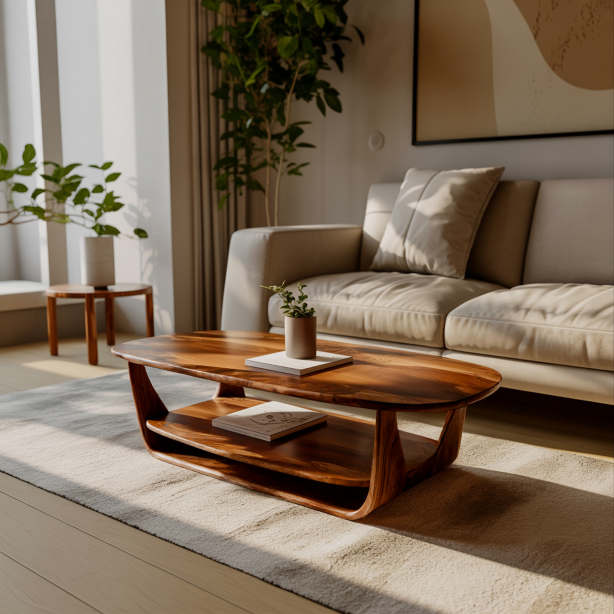 Lunaris Flow Handcrafted Wood Coffee Table
