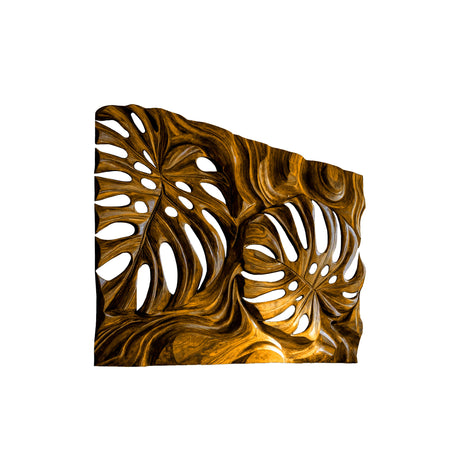 Lunaris Sculpted Solid Wood Wall Art Teak - Timberustic Wall Art