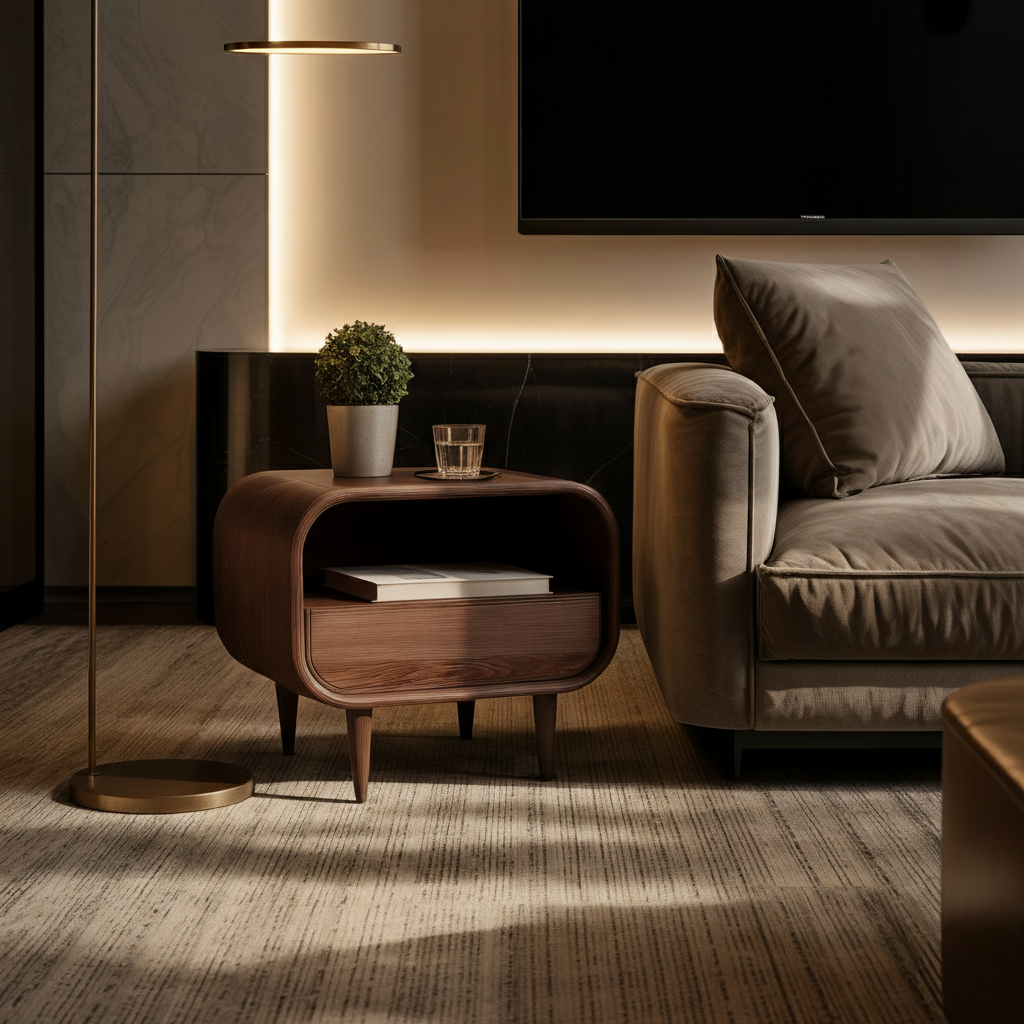 Lunaris Solid Wood Bedside Table