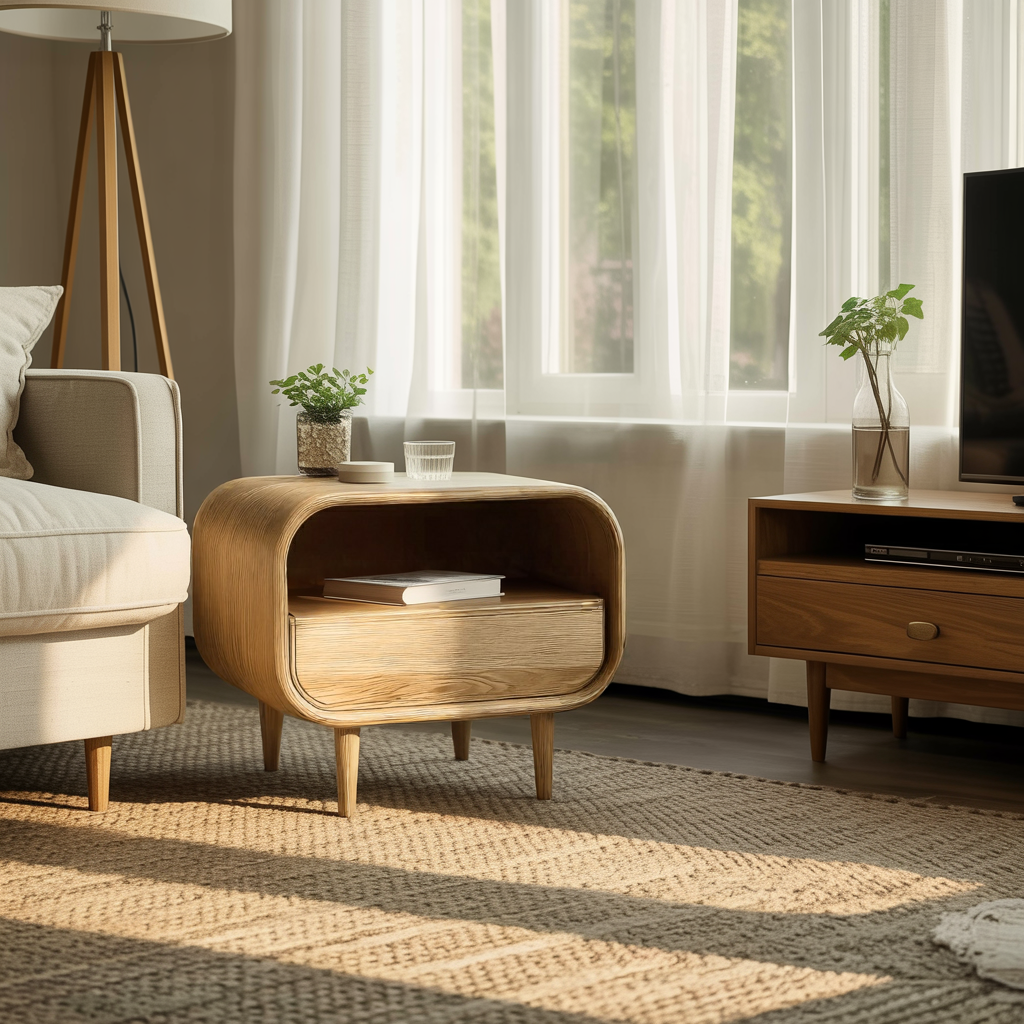 Lunaris Solid Wood Bedside Table