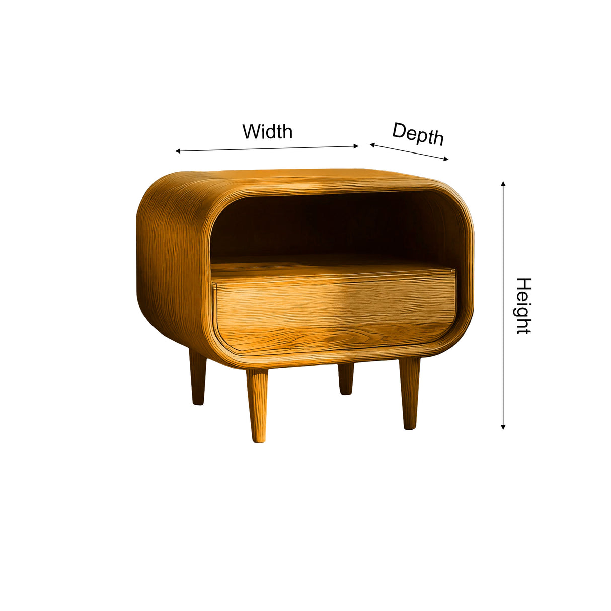 Lunaris Solid Wood Bedside Table