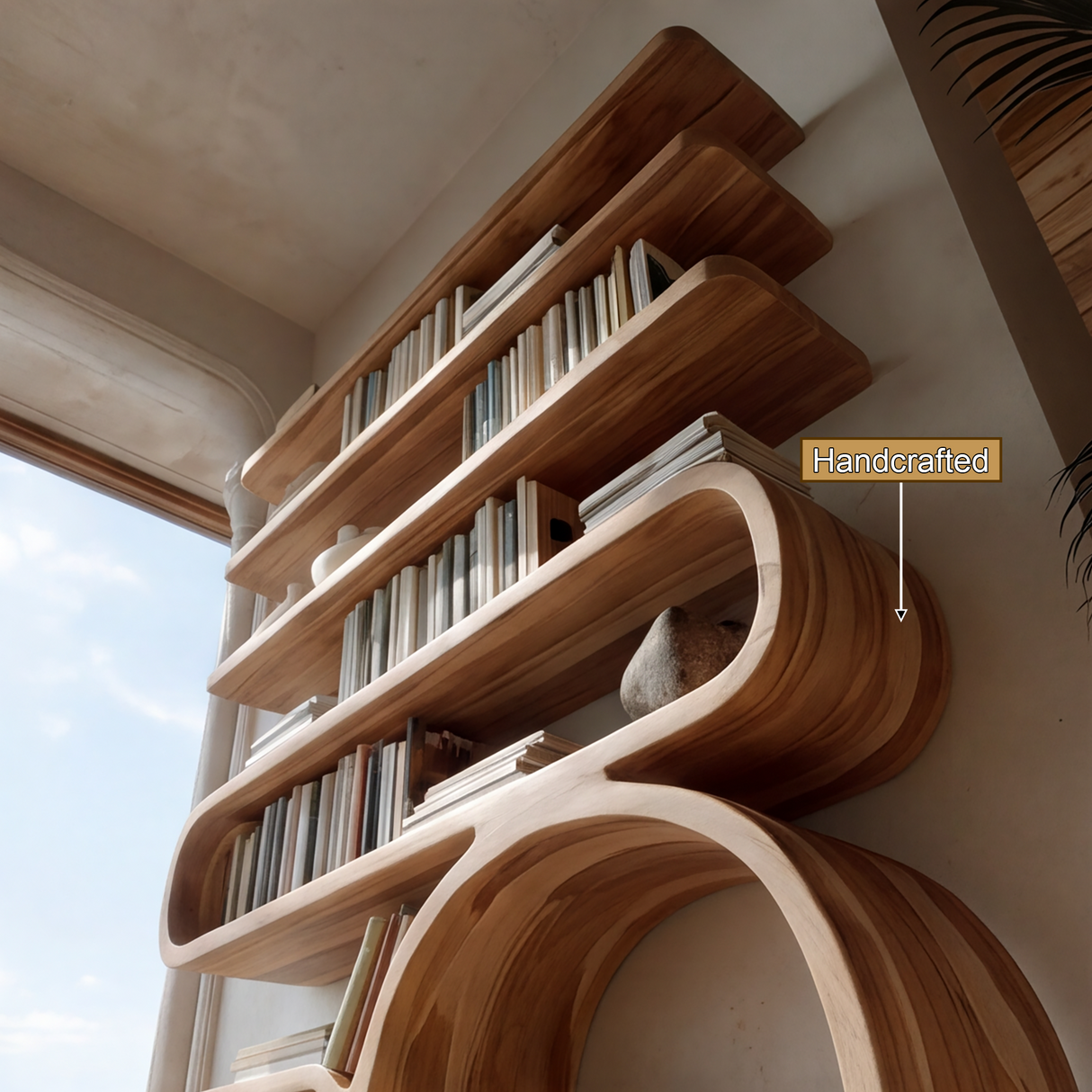 Lunaro Handcrafted Solid Wood Bookshelf SPA039523