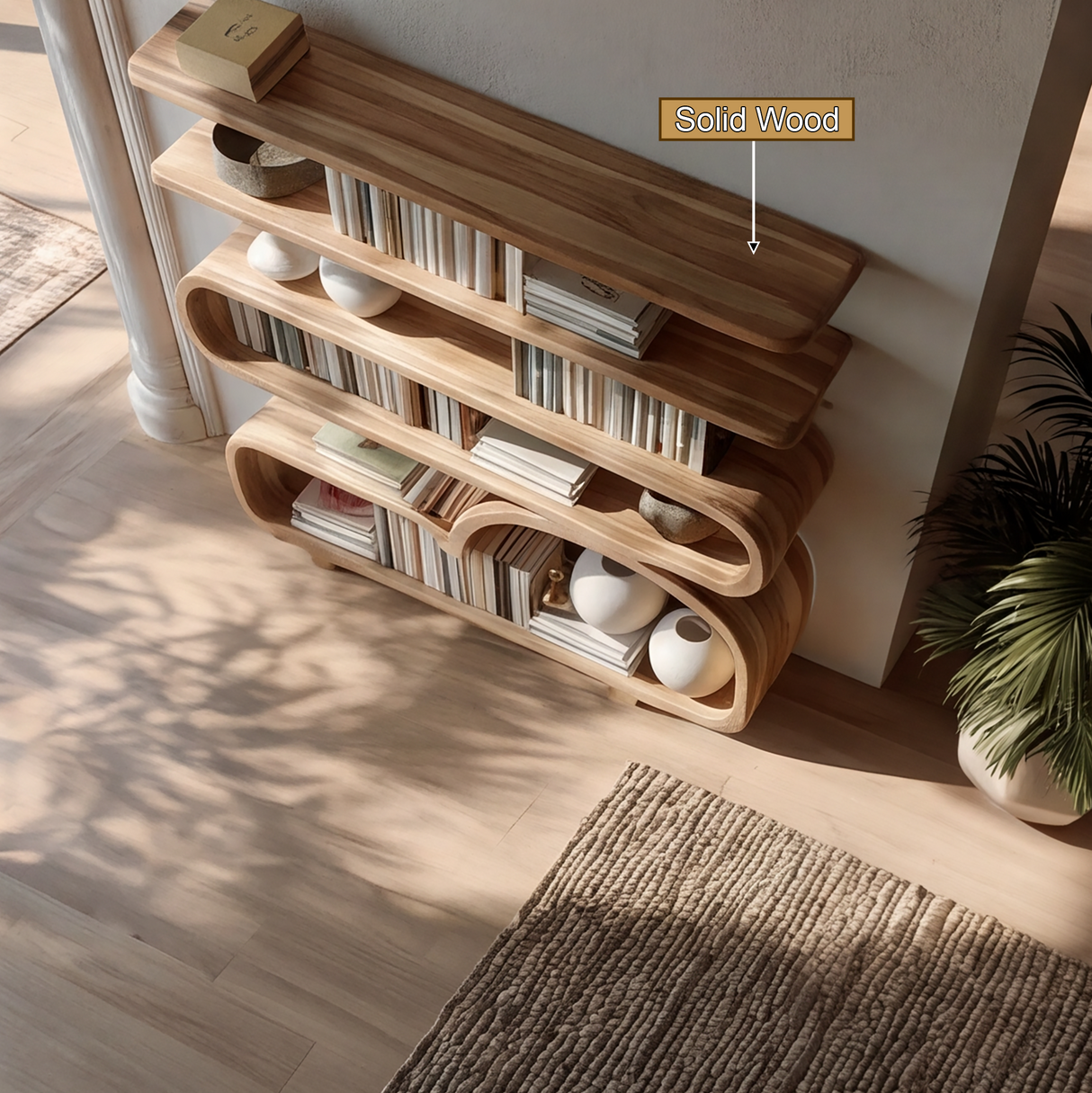 Lunaro Handcrafted Solid Wood Bookshelf SPA039523