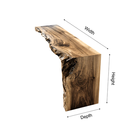 Lunaro Live Edge Solid Wood Sofa Arm Table