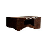 Lunaro Sculpted Solid Wood Floating Bathroom Vanity with Integrated Sink and Storage Dark Walnut - Timberustic Floating Bathroom Vanity with Integrated Sink and Open Storage