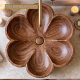 Lunavelle Handcrafted Solid Wood Flower Vessel Sink - Timberustic Vessel Sinks