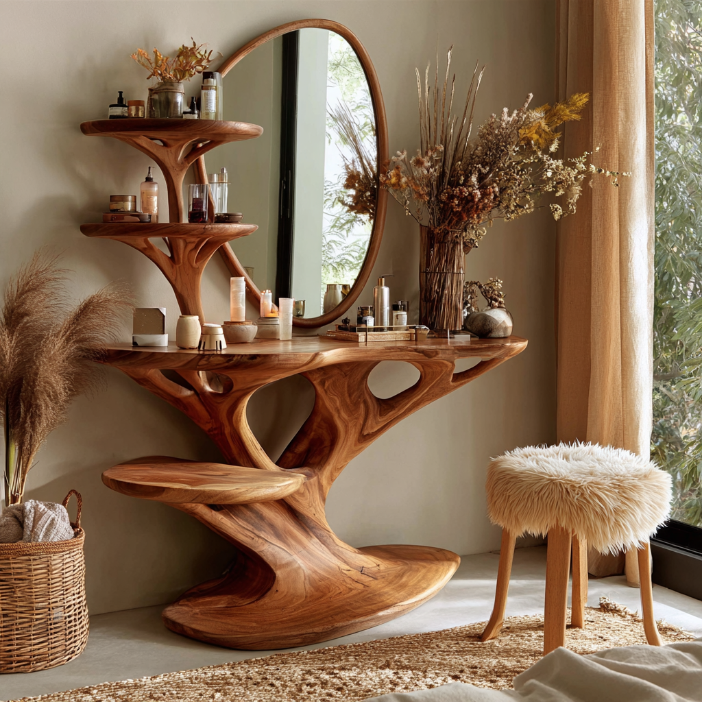 Lunavera Handcrafted Solid Wood Cosmetic Table - Timberustic Cosmetic Table