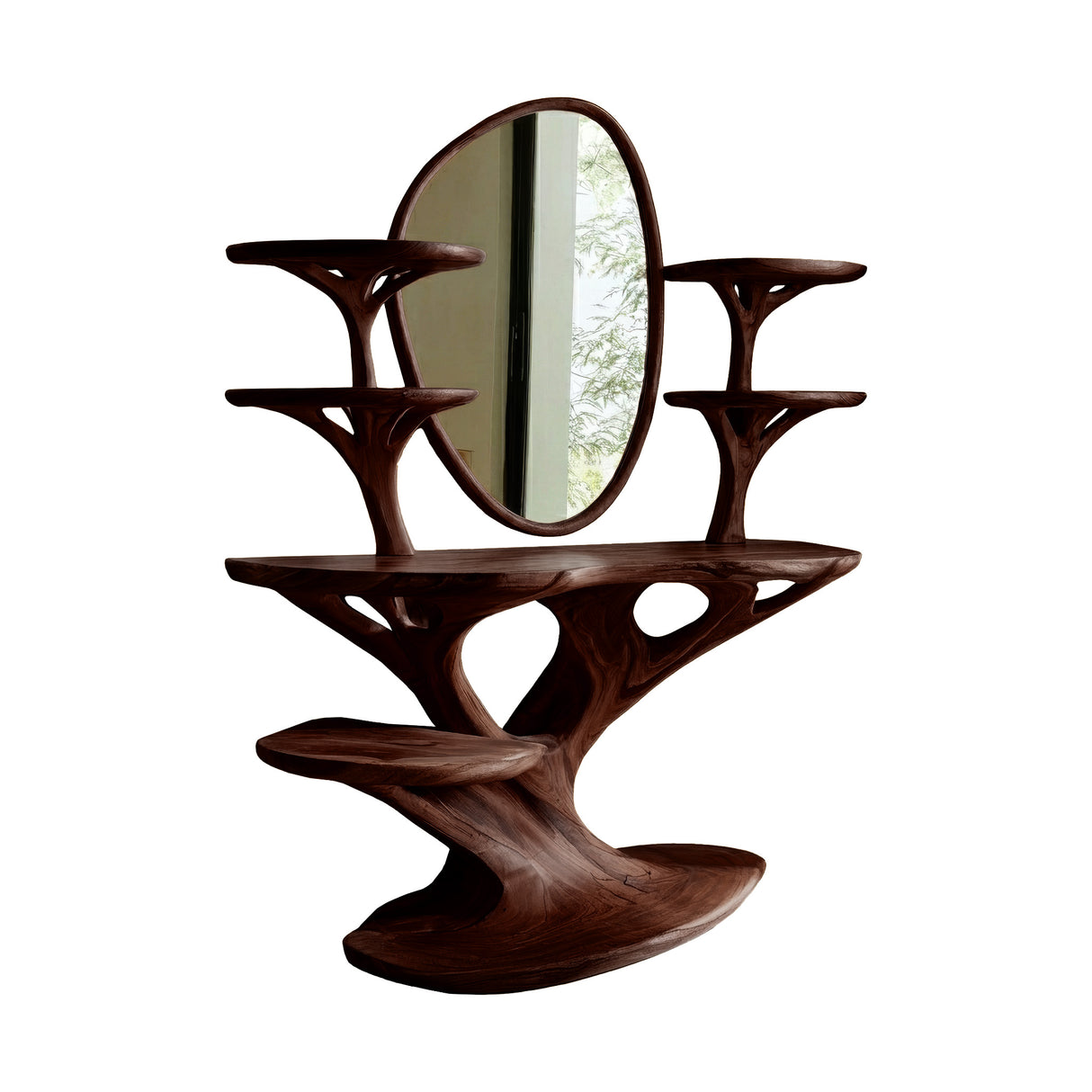 Lunavera Handcrafted Solid Wood Cosmetic Table Dark Walnut - Timberustic Cosmetic Table