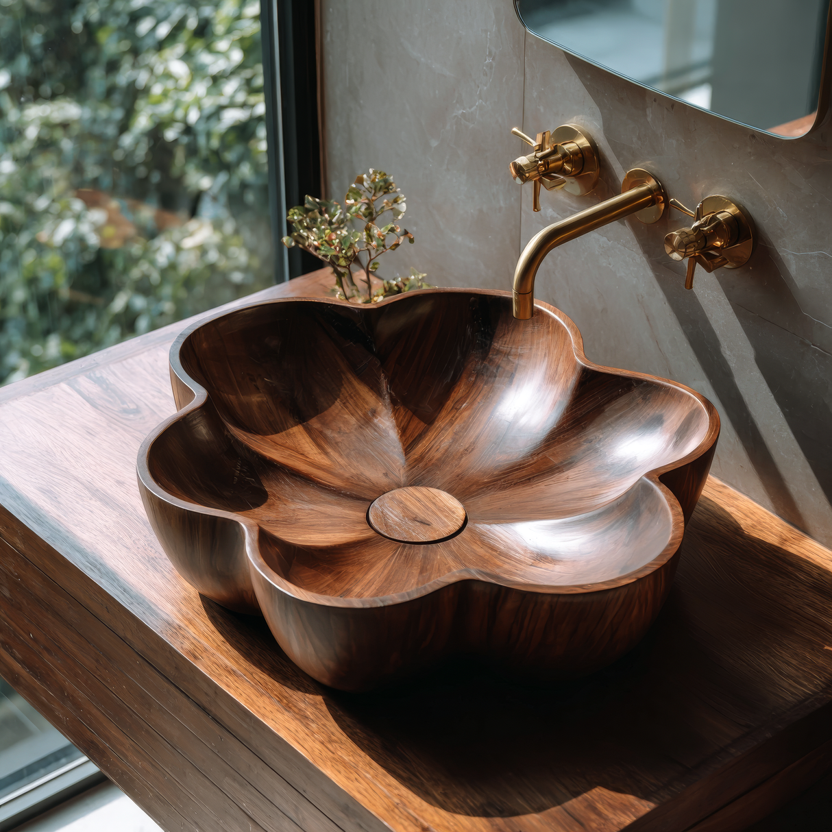 Lunavera Handcrafted Solid Wood Flower Vessel Sink - Timberustic Vessel Sinks