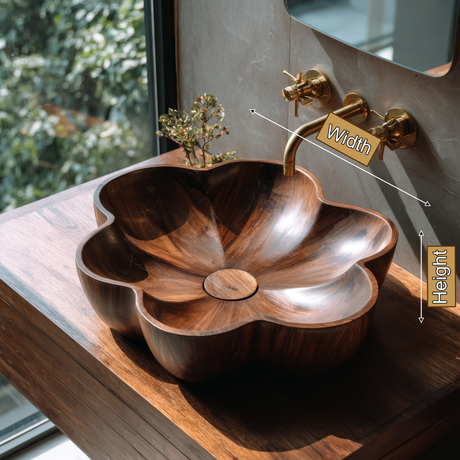 Lunavera Handcrafted Solid Wood Flower Vessel Sink - Timberustic Vessel Sinks