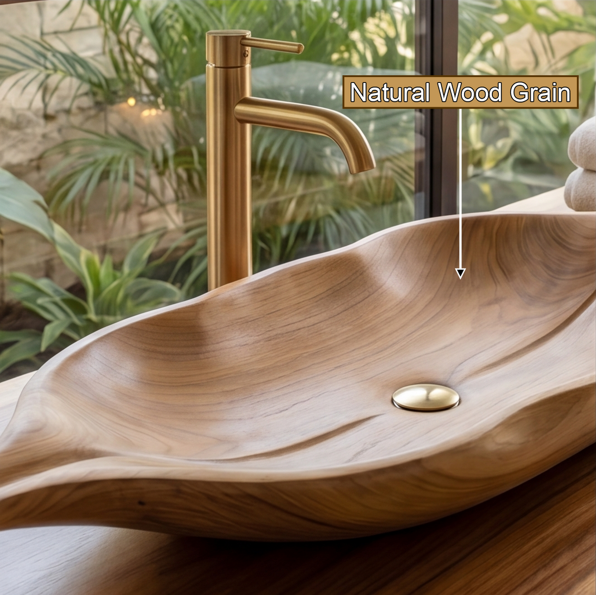 Lunavera Handcrafted Solid Wood Leaf Vessel Sink - Timberustic Vessel Sinks