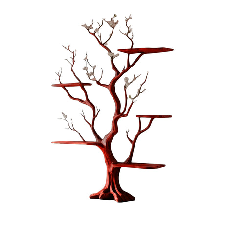 Lunavine Handcrafted Solid Wood Tree Bookshelf Mahogany - Timberustic Tree Bookshelf