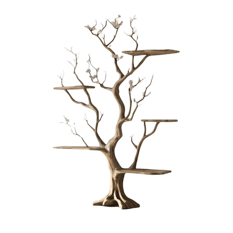 Lunavine Handcrafted Solid Wood Tree Bookshelf Natural Oak - Timberustic Tree Bookshelf