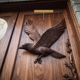 Lunavor Handcrafted Solid Wood Wolf & Raven Double Doors