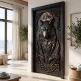 Lunawyr Handcrafted Solid Wood Wolf Single Door