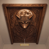 Lunawyr Handcrafted Solid Wood Wolf Single Door