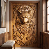 Lunawyr Handcrafted Solid Wood Wolf Single Door