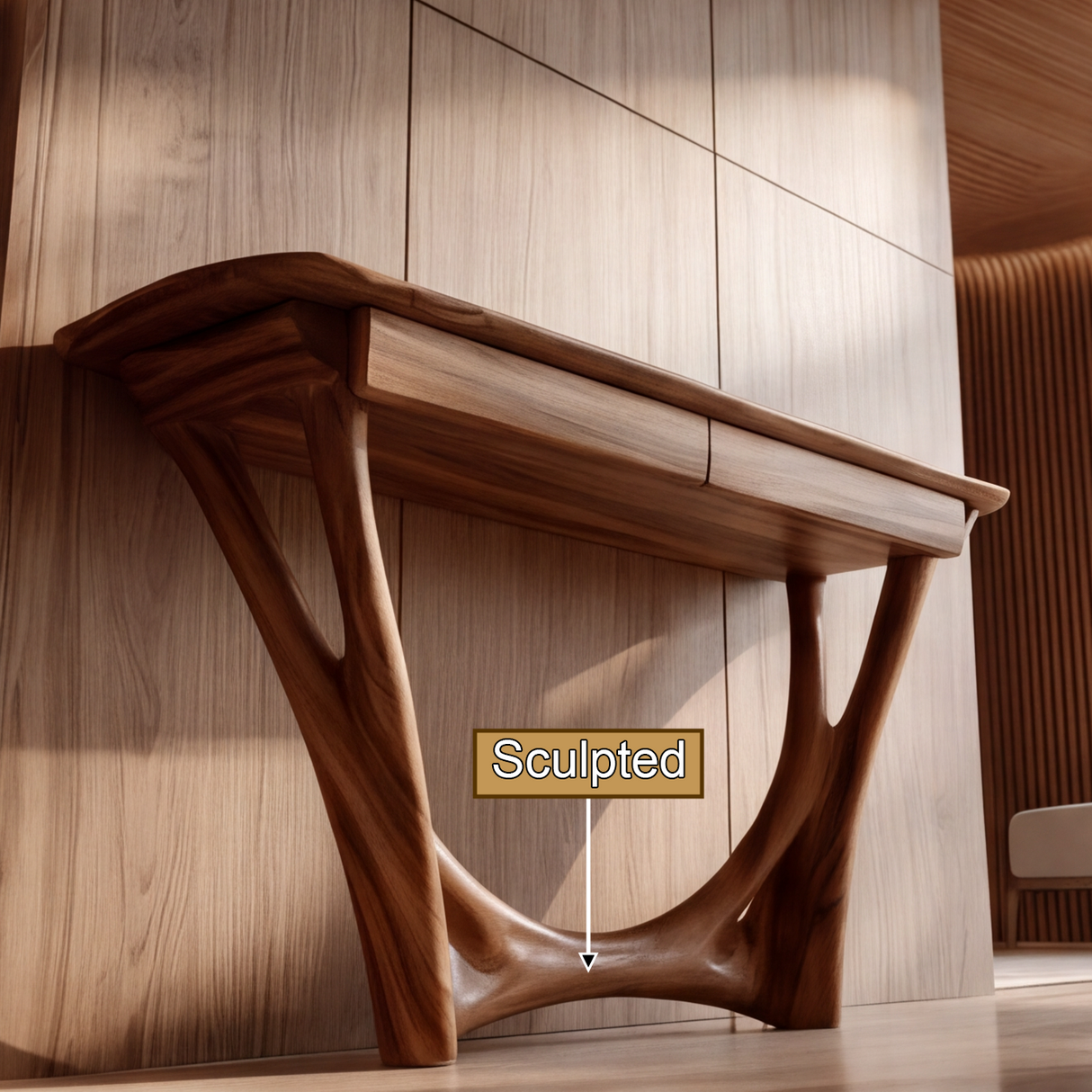 Lunethar Sculpted Solid Wood Console Table SPA902481