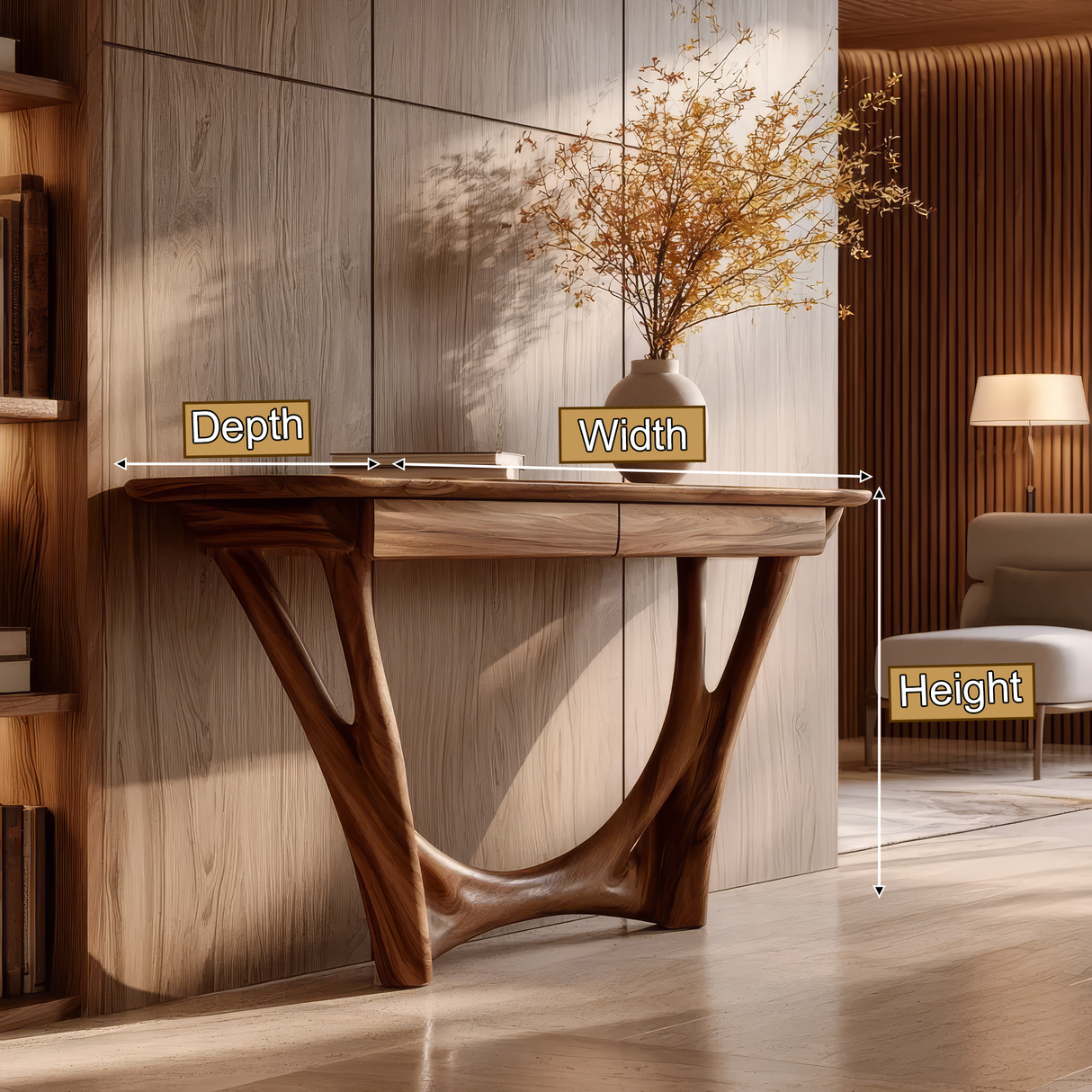Lunethar Sculpted Solid Wood Console Table SPA902481