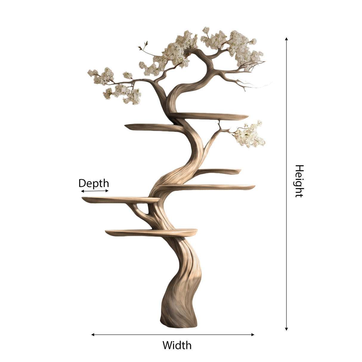 Lunewillow Handcrafted Solid Wood Tree Bookshelf