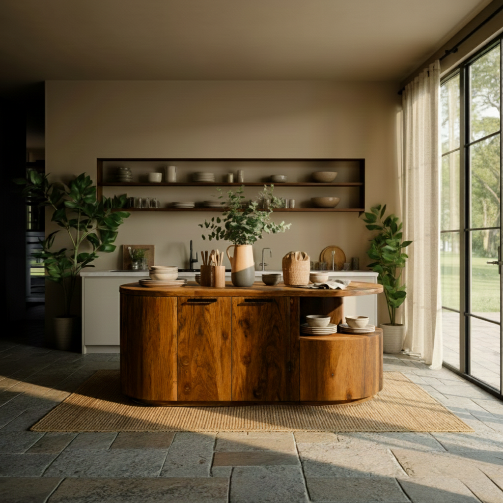Lunor Arc Solid Wood Kitchen Island - Timberustic Kitchen Island