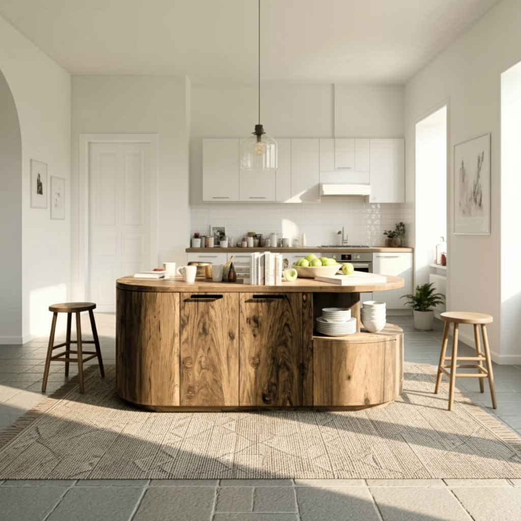 Lunor Arc Solid Wood Kitchen Island - Timberustic Kitchen Island