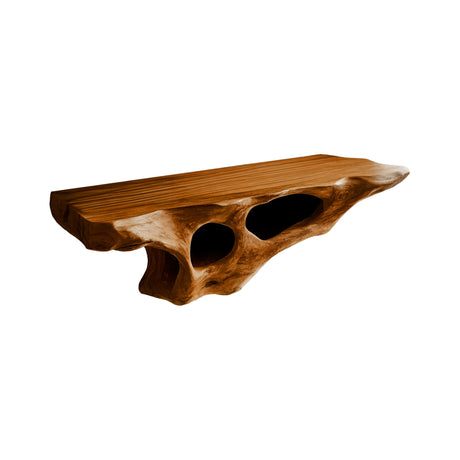 Lunor Sculpted Solid Wood Floating Bathroom Vanity with Open Storage Brown - Timberustic Floating Bathroom Vanity with Open Storage