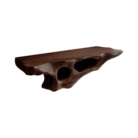 Lunor Sculpted Solid Wood Floating Bathroom Vanity with Open Storage Dark Walnut - Timberustic Floating Bathroom Vanity with Open Storage