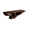 Lunor Sculpted Solid Wood Floating Bathroom Vanity with Open Storage Dark Walnut - Timberustic Floating Bathroom Vanity with Open Storage