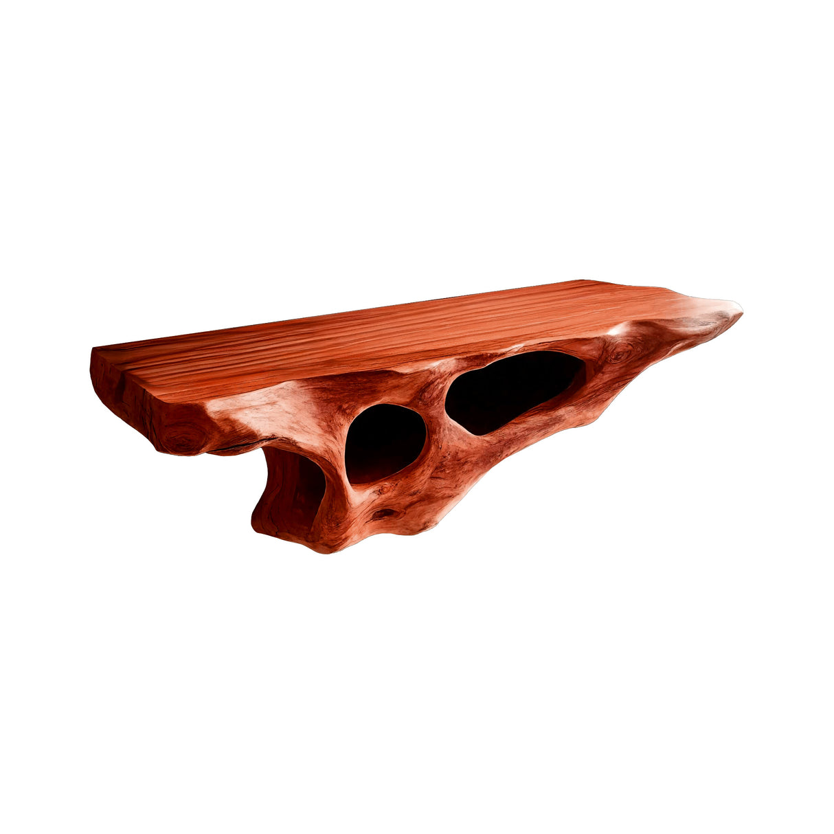 Lunor Sculpted Solid Wood Floating Bathroom Vanity with Open Storage Mahogany - Timberustic Floating Bathroom Vanity with Open Storage