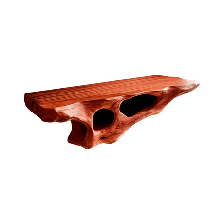 Lunor Sculpted Solid Wood Floating Bathroom Vanity with Open Storage Mahogany - Timberustic Floating Bathroom Vanity with Open Storage