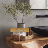 Lunor Sculpted Solid Wood Floating Bathroom Vanity with Open Storage - Timberustic Floating Bathroom Vanity with Open Storage