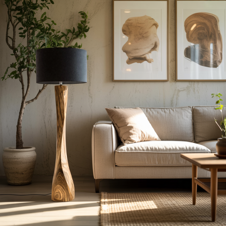 Lunora Taper Sculpted Solid Wood Floor Lamp