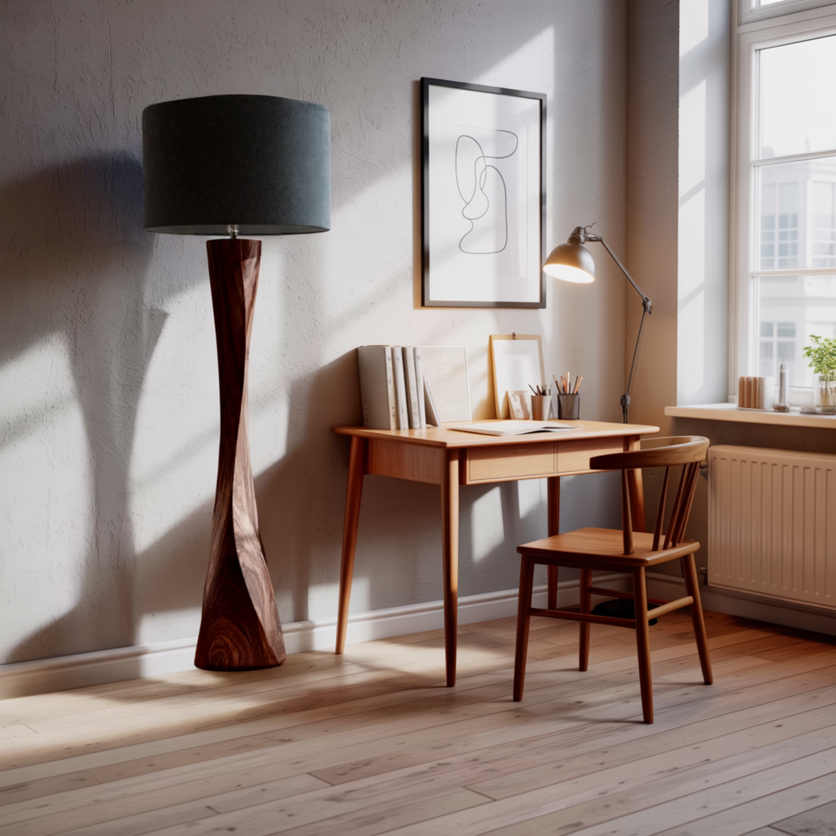 Lunora Taper Sculpted Solid Wood Floor Lamp