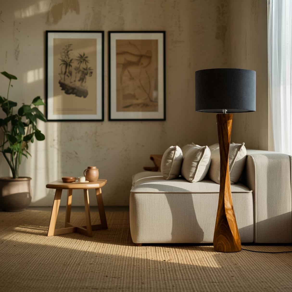 Lunora Taper Sculpted Solid Wood Floor Lamp