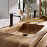 Lunoris Handcrafted Solid Wood Freestanding Bathroom Vanity with Integrated Sinks and Drawers