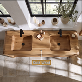 Lunoris Handcrafted Solid Wood Freestanding Bathroom Vanity with Integrated Sinks and Drawers