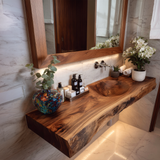 Luvorin Live Edge Solid Wood Floating Bathroom Vanity with Integrated Sink SPA653297 - Timberustic Floating Bathroom Vanity with Integrated Sink