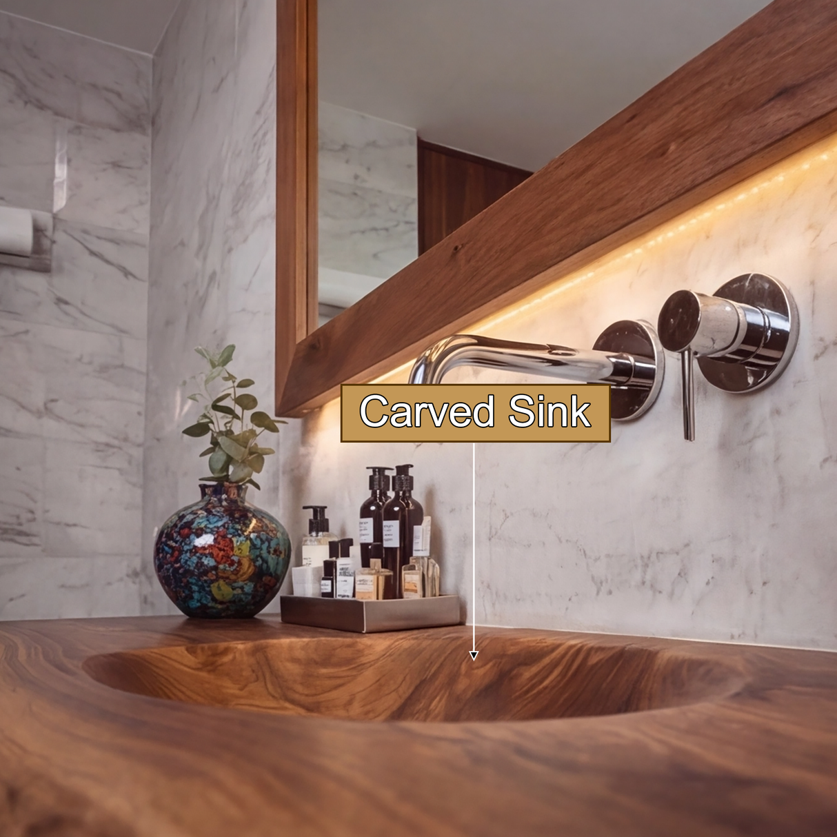 Luvorin Live Edge Solid Wood Floating Bathroom Vanity with Integrated Sink SPA653297 - Timberustic Floating Bathroom Vanity with Integrated Sink