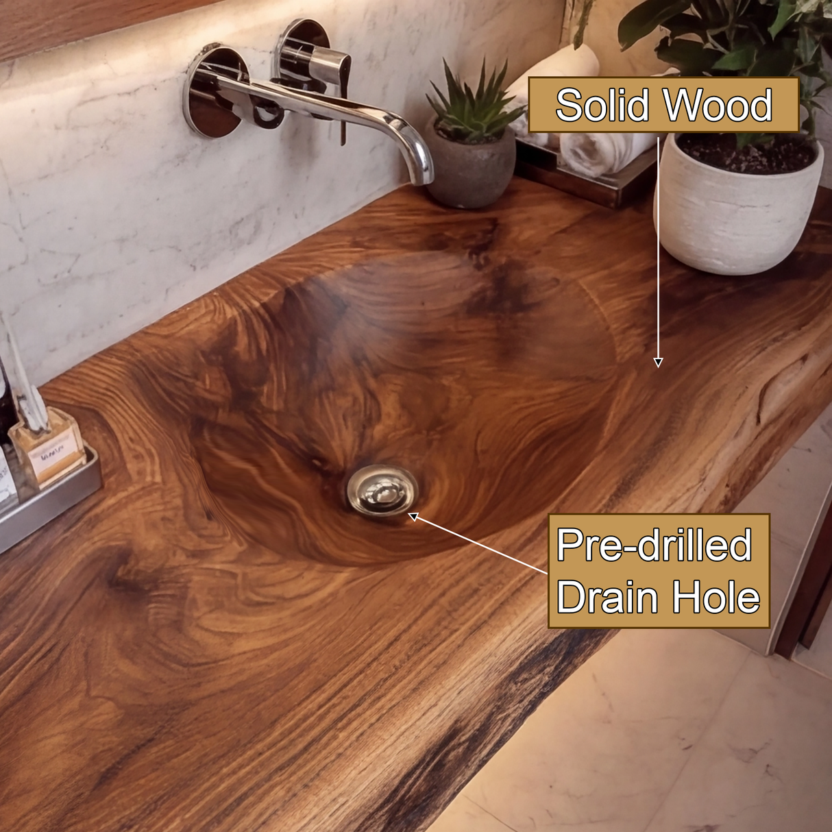 Luvorin Live Edge Solid Wood Floating Bathroom Vanity with Integrated Sink SPA653297 - Timberustic Floating Bathroom Vanity with Integrated Sink