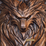 Lykaris Sculpted Solid Wood Wolf Crest Single Door