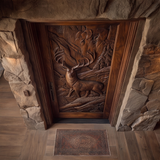 Madera Sculpted Solid Wood Woodland Stag Single Door