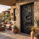Madera Sculpted Solid Wood Woodland Stag Single Door