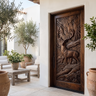 Madera Sculpted Solid Wood Woodland Stag Single Door Dark Walnut - Timberustic Door